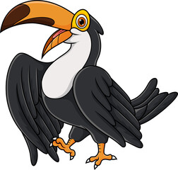 Cartoon funny toucan on white background