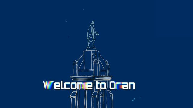 Welcome to Oran, Glitch Santa Cruz monument in the north west of Algeria. video for Tourism, web banner.