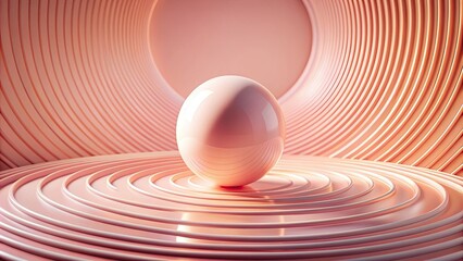 Pastel pink and peach sphere swirling amidst radiant geometric background, pastel, pink, peach, sphere, swirling