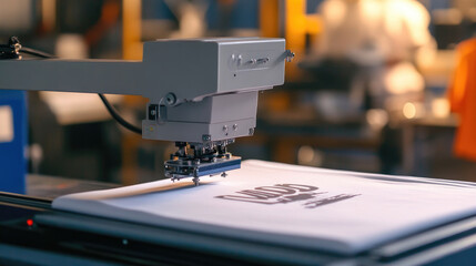 High-Resolution Close-Up of T-Shirt Printing Process