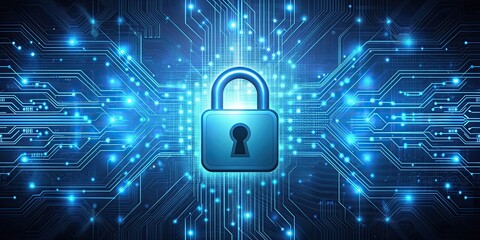 Cybersecurity background with padlock symbol on a technological backdrop , cybersecurity, padlock, security, technology, IT