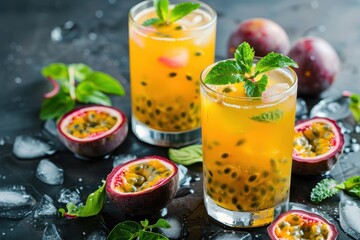 Chilled passion fruit juice healthy cold beverage