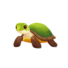 Fototapeta premium A cute cartoon turtle with a vibrant green shell and cheerful expression, perfect for children's designs and nature themes.