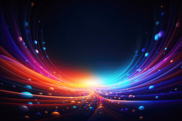 generated illustration of neon lines and colorful glowing waves and curves in colored spectrum