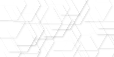 Fototapeta premium Abstract seamless hexagon pattern background. Abstract minimal geometric white and gray light background design. Vector illustration. Use for ad, poster, presentation, print, artwork. 