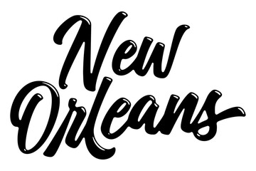 New Orleans city name written in street art-style liquid brush script lettering