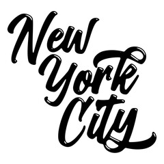 New York City name written in street art-style liquid brush script lettering