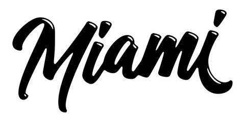 Obraz premium Miami city name written in street art-style liquid brush script lettering