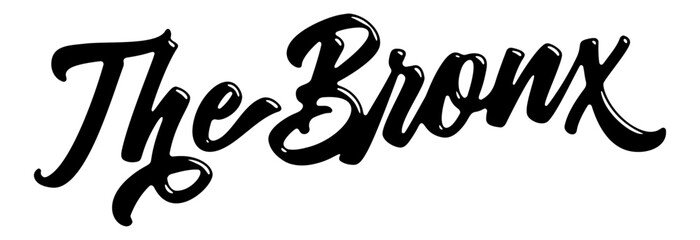 The Bronx borough name written in street art-style liquid brush script lettering