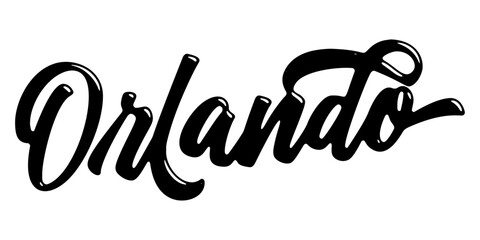 Orlando city name written in street art-style liquid brush script lettering