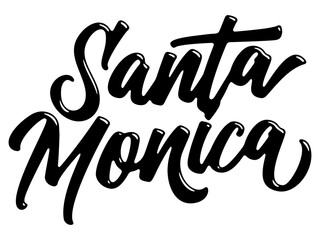 Santa Monica city name written in street art-style liquid brush script lettering