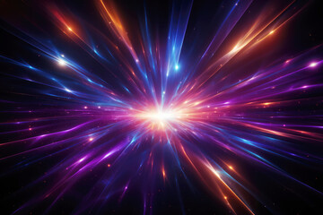 Fototapeta premium generated illustration of Intersecting beams of light representing the intersection of data streams