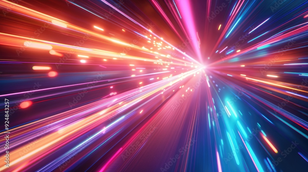Poster abstract background with colorful light streaks and speed lines, dynamic and vibrant visual effect