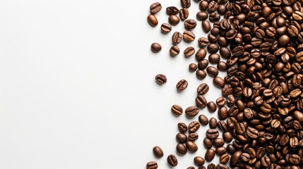 Coffee beans on white background with copy space