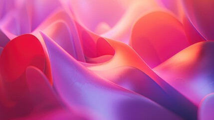 Fototapeta premium Abstract Cloth Waves Blurred Shapes in Pink and Red Hues with Soft Light. Dreamy and Dynamic Visual Effect