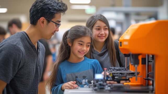 Young Girl and Adults Learn