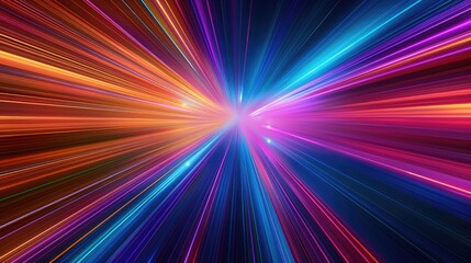 Fototapeta premium Colorful abstract light speed background with long exposure lines, vibrant motion effect