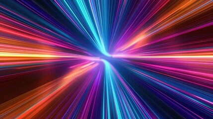 Obraz premium Colorful abstract light speed background with long exposure lines, vibrant motion effect