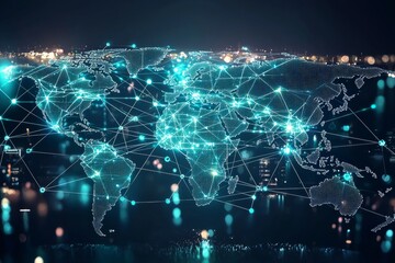 Global Digital Business Network Connection Illustration created with Generative AI