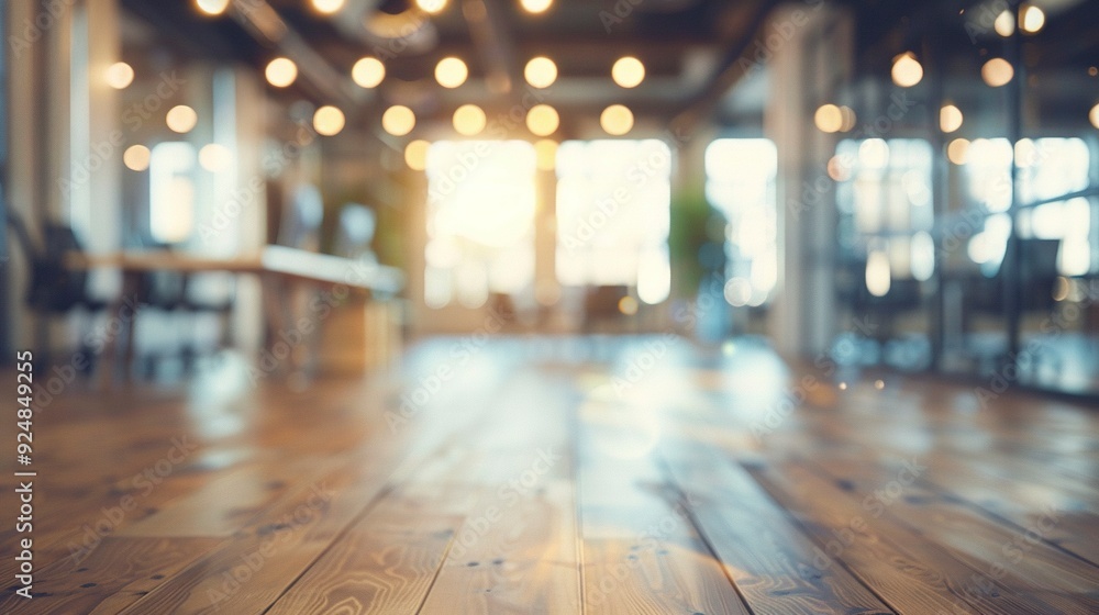 Poster blurred empty open space office. abstract light bokeh at office interior background for design,gener