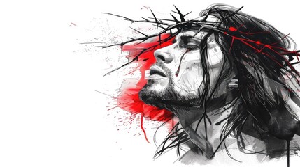 Fototapeta premium jesus' face with crown thorns
