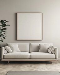 Minimalist, Japandi interior design of modern living room.