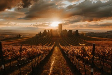 Fototapeta premium active sun dried vineyards