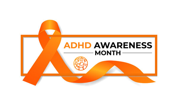 National ADHD Awareness Month is observed every October. This month-long event raises awareness of Attention Deficit Hyperactivity Disorder. Vector illustration.