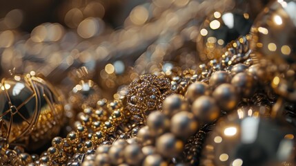 Jewelry made of gold and silver metal chains and spheres