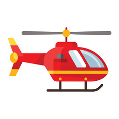 Illustration of Red Helicopter In Flat Style 