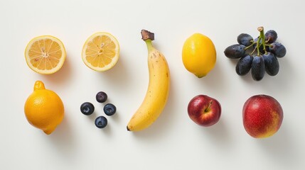 Fruits on white background