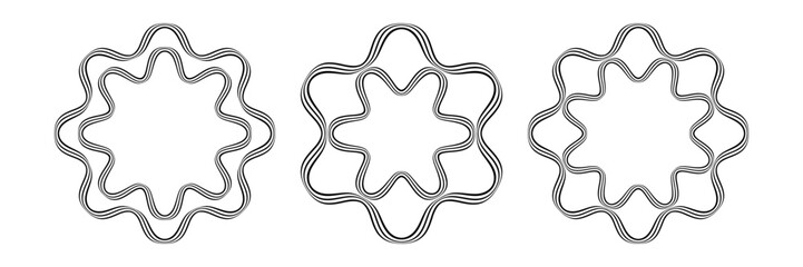 Set of Abstractl Radial Circle Wavy Lines Design Elements. 