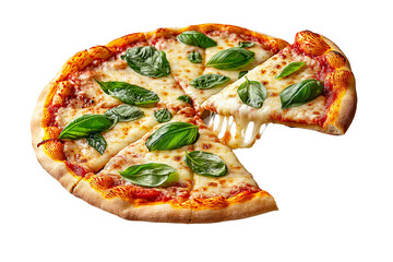 classic margherita pizza with fresh basil leaves