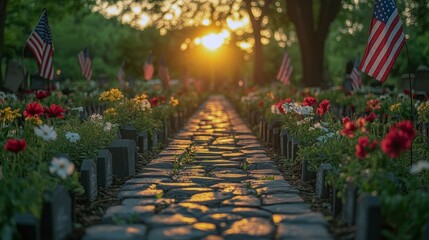 Fototapeta premium American Flag Memorial Day Tribute: Remember and Hono
