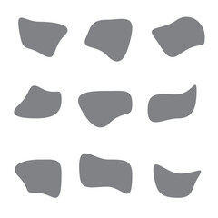 9 Modern liquid irregular blob shape abstract elements graphic flat style design fluid vector illustration set.