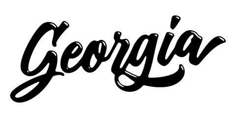Georgia state name written in street art-style liquid brush script lettering