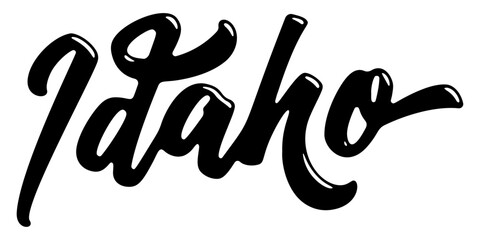 Idaho state name written in street art-style liquid brush script lettering