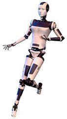 3D Rendering Female Robot on White