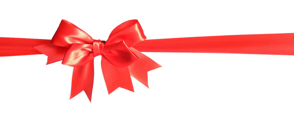 Beautiful red ribbon with bow isolated on white