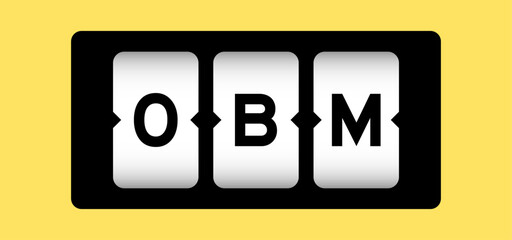 Black color in word OBM (Abbreviation of Original brand manufacturer) on slot banner with yellow color background