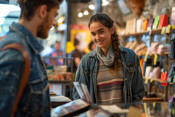 Young Customer and Salesperson in a store