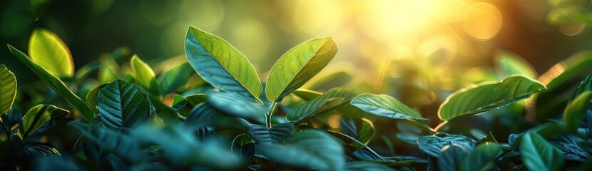Obraz premium Green Leaves in Sunlight