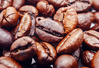Coffee bean roasted background, Close-up of fresh roasted coffee bean, Wallpapers of  roasted coffee bean
