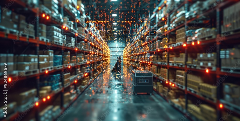 Poster automated warehouse with robot