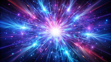 Obraz premium Vibrant purple and blue sparks erupt in a dazzling explosion of light and energy, illuminating a dark background with a mesmerizing, cosmic effect.