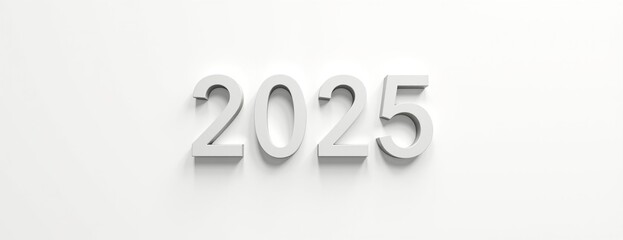 2025 Minimalist Numbers in White with Copy Space