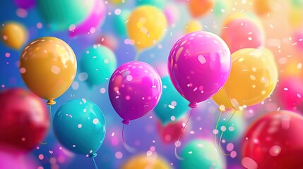 Beautiful Colorful Balloons and Confetti Background