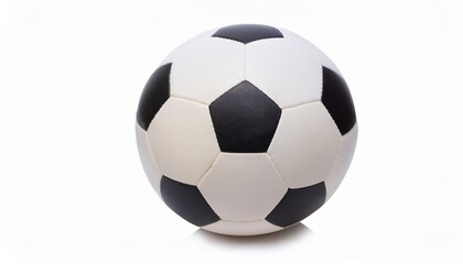 Naklejka premium classic, black-and-white soccer ball is isolated on a clean, white background, showcasing its traditional hexagonal and pentagonal pattern, ideal for focusing on the ball’s design and texture