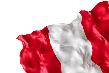 Fototapeta premium Realistic flag of Peru with folds, on transparent background. Footer, corner design element. Cut out. Perfect for patriotic themes or national event promotions. 3D render.