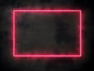 Neon Pink Frame on Concrete Wall  